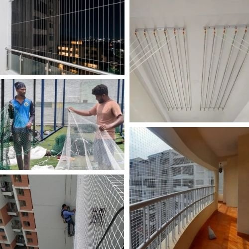 JNA Balcony Bird Nets and Invisible Grills Experts Chennai