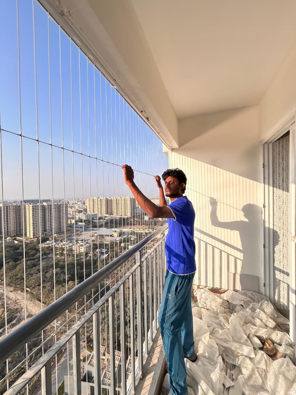 Balcony Invisible Grills Chennai installation